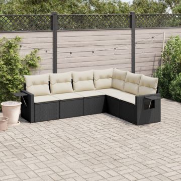 Salotto da giardino angolare 6 pz in rattan PE nero