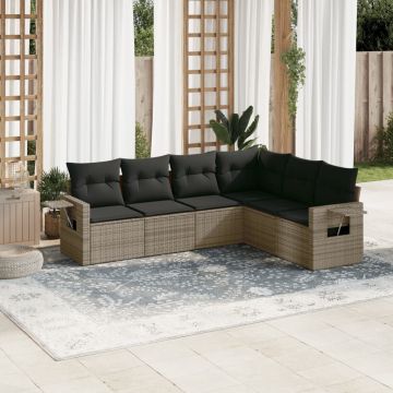 Salottino da Esterno Grigio in Polyrattan 6 pz con Cuscini