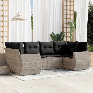 Set Divano da Giardino 6 pz Grigio Chiaro Polyrattan