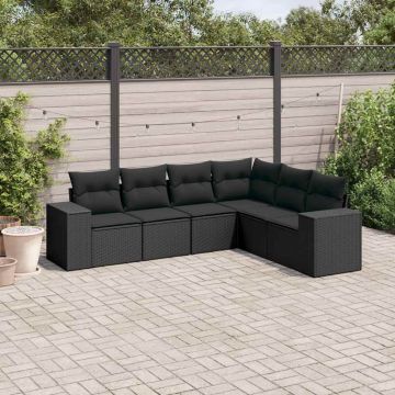 Salotto da giardino 6 pz nero in polyrattan con cuscini 4