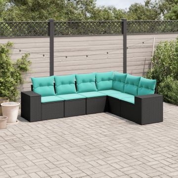 Set Divani da Giardino Modulari 6 pz in Rattan PE Nero