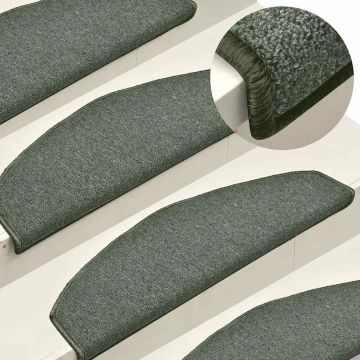 Tappetini per scale 15 pz 65 x 24 x 4 cm Non-Slip Verde Scuro