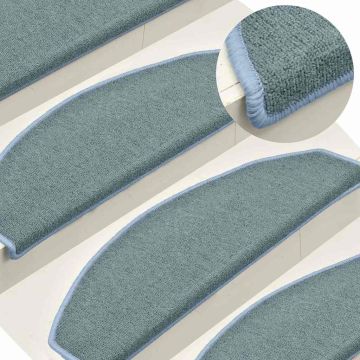 Tappetini per scale 15 pz 65 x 24 x 4 cm Non-Slip Blu mare