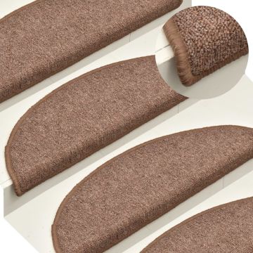 Tappetini per scale 15 pz 56 x 17 x 3 cm Non-Slip Marrone