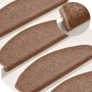Tappetini per scale 15 pz 65 x 24 x 4 cm Non-Slip Marrone