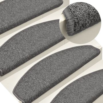Tappetini per scale 15 pz 65x24x4 cm Grigio e Nero Semicircolari Grandi