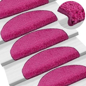 Tappetini per scale 15 pz 65x21x4 cm rosa semicircolari grandi