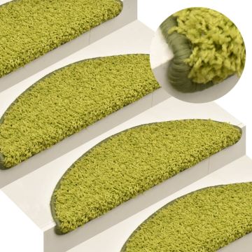Tappetini per scale 15 pz 56x17x3 cm Verde Semicircolari