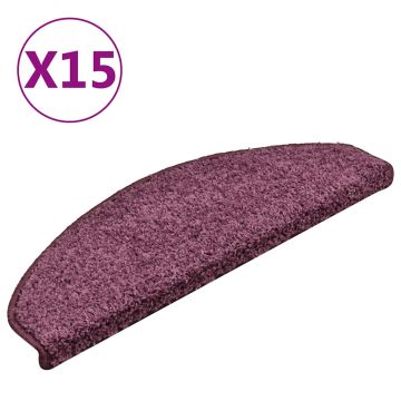 Tappetini per scale 15 pz 65x21x4 cm Viola scuro Semicircolari Grandi
