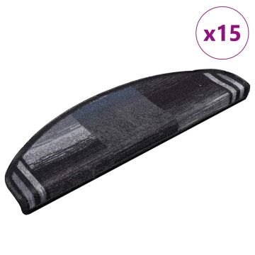 Tappetini Autoadesivi per Scale 15 pz Nero e Grigio 65x21x4 cm