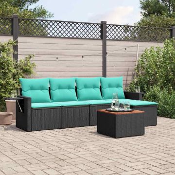 Set Divani da Giardino 6 pz Nero in Polyrattan