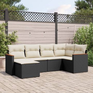 Salotto da giardino 6 pz nero in polyrattan con cuscini sfoderabili 2