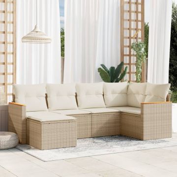 Salotto da giardino modulare beige, 6 pezzi in polyrattan