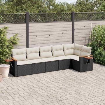 Salotto da giardino modulare nero in rattan PE, 6 pezzi