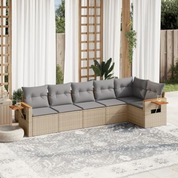 Set Divano da Giardino 6 pz Beige in Polyrattan con Cuscini 4