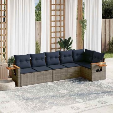 Salotto da Giardino 6 pz Grigio in Rattan PE Modulare