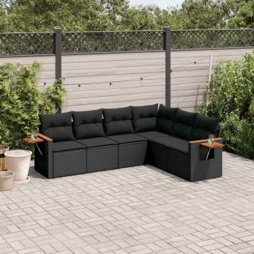 Salotto da Giardino Modulare 6 pz Nero in Polyrattan