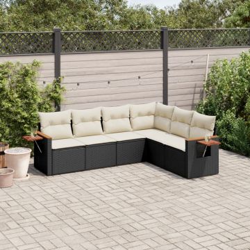 Set Divano da Giardino 6 pz Nero in Polyrattan Modulare
