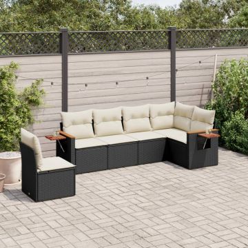 Salotto da giardino 6 pz in polyrattan nero con cuscini sfoderabili 2
