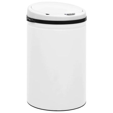 Pattumiera Automatica e Sensore 30 L Acciaio al Carbonio Bianco