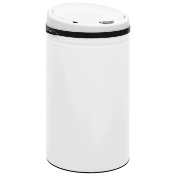 Pattumiera Automatica e Sensore 50 L Acciaio al Carbonio Bianco