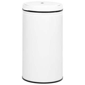 Pattumiera Automatica e Sensore 60 L Acciaio al Carbonio Bianco
