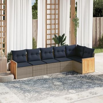 Set Divani da Giardino 6 pz con Cuscini Grigio in Polyrattan