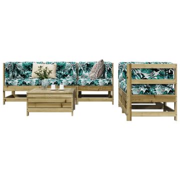Set Divani da Giardino 6 pz in Legno Impregnato di Pino