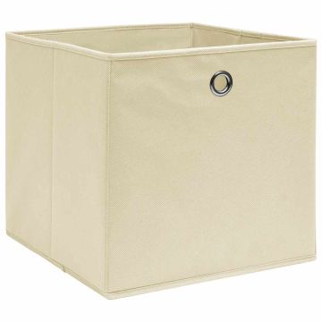 Contenitori 4 pz in Tessuto non Tessuto 28x28x28 cm Crema