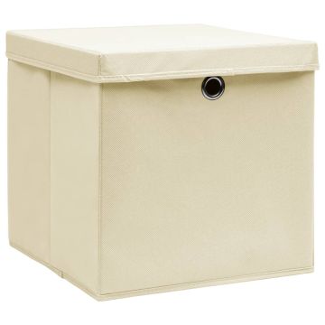 Contenitori con Coperchi 4 pz 28x28x28 cm Crema