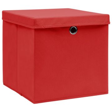 Contenitori con Coperchi 4 pz 28x28x28 cm Rosso
