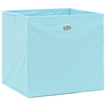 Contenitori 4 pz in Tessuto non Tessuto 28x28x28 cm Azzurro