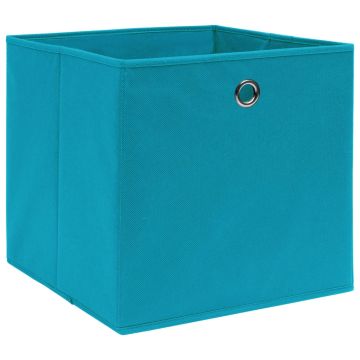 Contenitori 10 pz in Tessuto non Tessuto 28x28x28 cm Azzurro