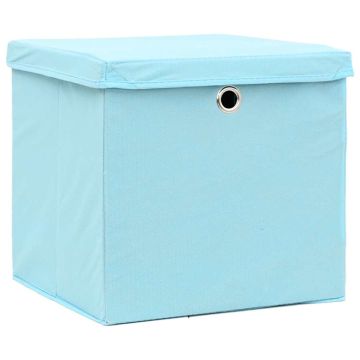 Contenitori con Coperchi 10 pz 28x28x28 cm Azzurro