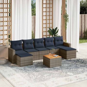Set Divani da Giardino 8 pz con Cuscini Grigio in Polyrattan