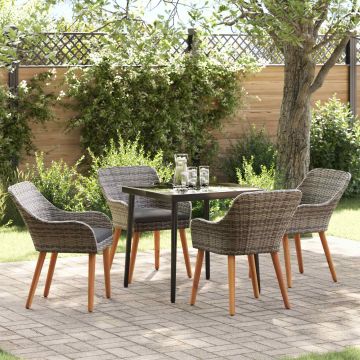 Set da Pranzo per Giardino 5 pz Grigio polyrattan