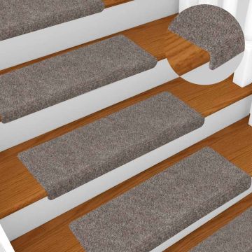 Tappetini per scale autoadesivi 15 pz 65x21x4 cm beige bordo rettangolare