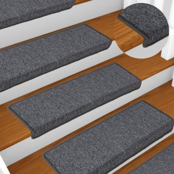Tappetini per scale 15 pz 65x21x4 cm Grigio scuro Bordo rettangolare