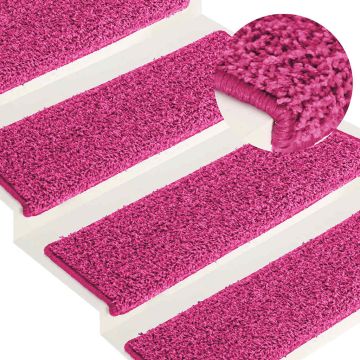 Tappetini per scale 15 pz 65x21x4 cm Rosa Bordo rettangolare
