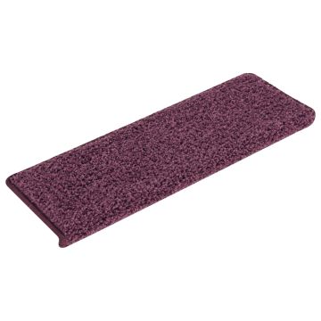 Tappetini per scale 15 pz 65x21x4 cm Viola scuro con bordo rettangolare