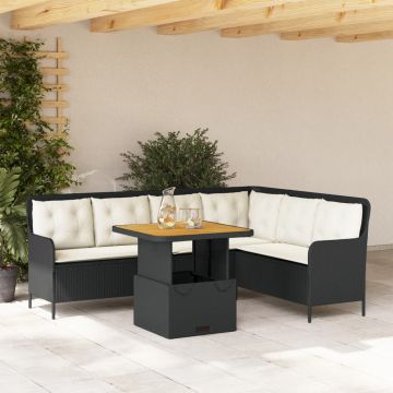Set Divani da Giardino 2 pz con Cuscini in Polyrattan Nero