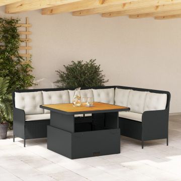 Set Divani da Giardino 2 pz con Cuscini in Polyrattan Nero