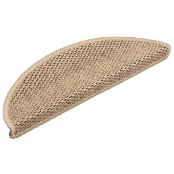 Tappeti Autoadesivi Scale Aspetto Sisal 15 pz 56x17x3 cm Sabbia