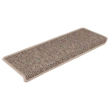 Tappeti Adesivi Scale Aspetto Sisal 15 pz 65x21x4cm Beige Scuro