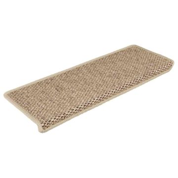 Tappeti Autoadesivi Scale Aspetto Sisal 15 pz 65x21x4 cm Sabbia