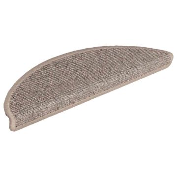 Tappetini per scale 15 pz 56x17x3 cm Beige scuro Semicircolari