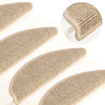 Tappetini per scale 15 pz 56x17x3 cm Beige chiaro Semicircolari