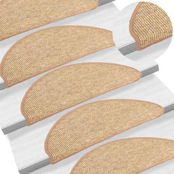 Tappetini per scale 15 pz 56x17x3 cm Marrone chiaro Semicircolari