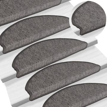 Tappetini per scale 15 pz 65x21x4 cm Beige e Grigio Semicircolari Grandi