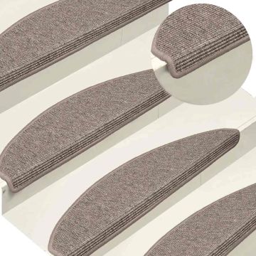Tappetini per scale 15 pz 65x21x4 cm Beige scuro Semicircolari Grandi